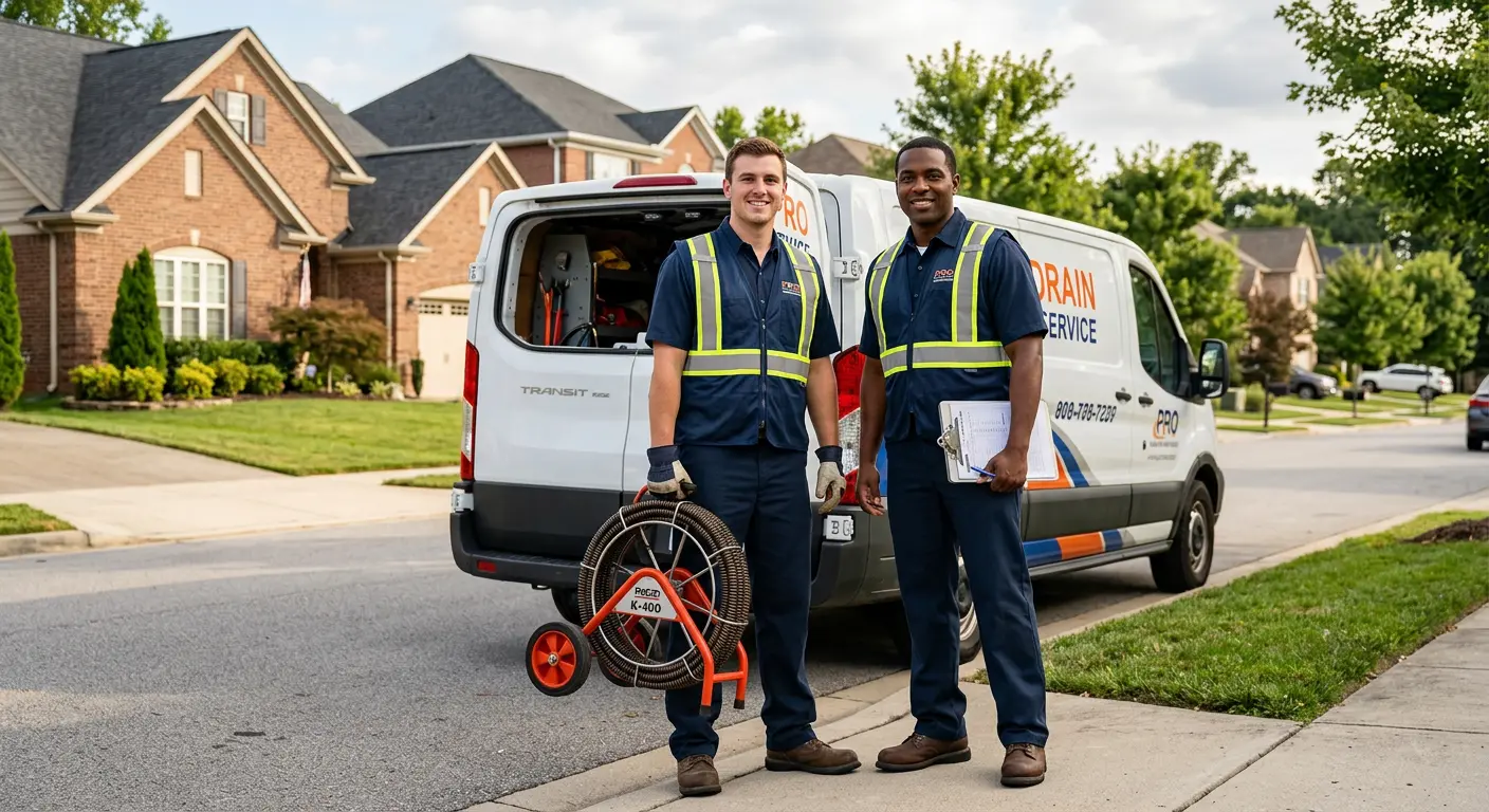 Sewer and drain service team with equipment ready for work in Fruitvale
