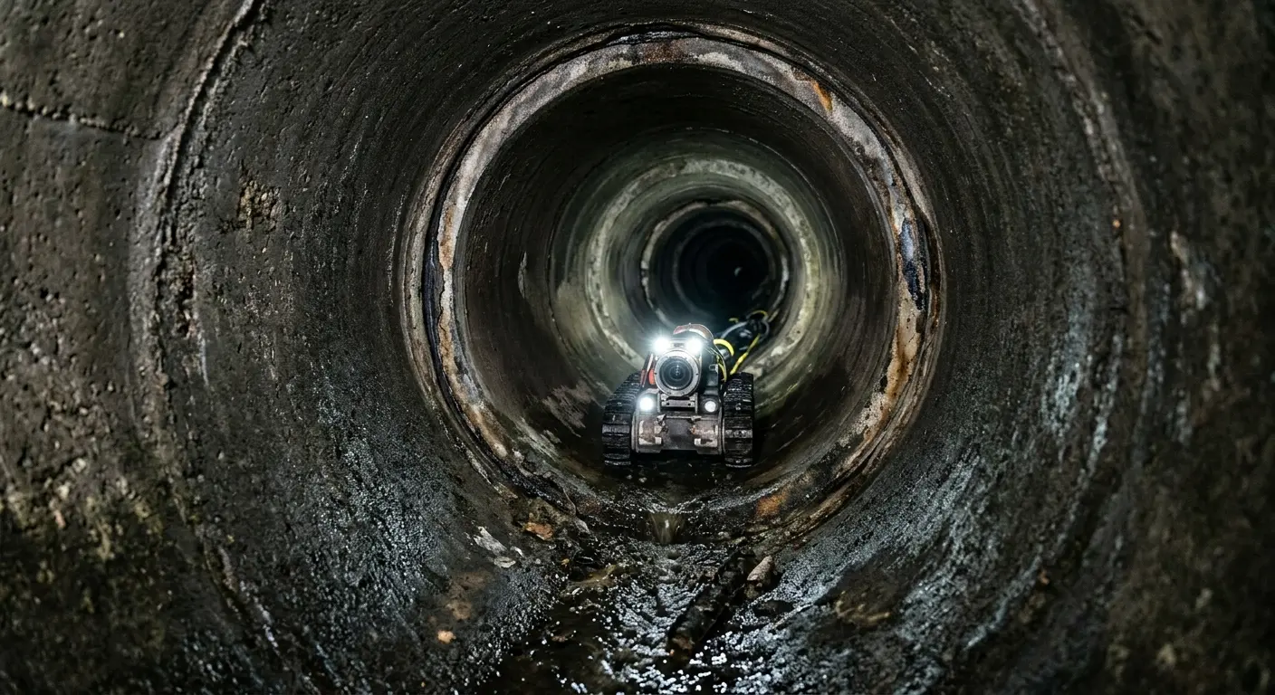 Robotic sewer camera inspecting pipe interior for Sewer Line Repair in Fruitvale